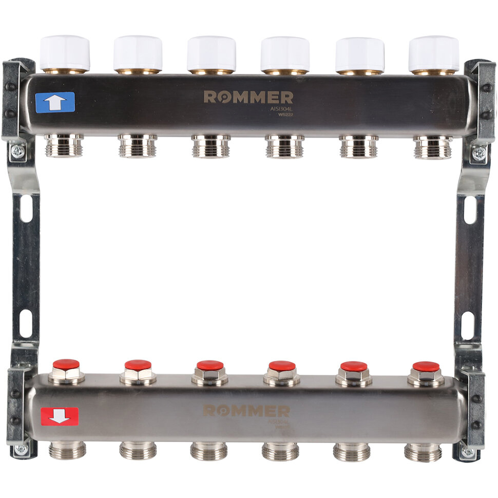 ROMMER RMS-3200-000006 ROMMER Коллектор из нержавеющей стали без расходомеров 6 вых.